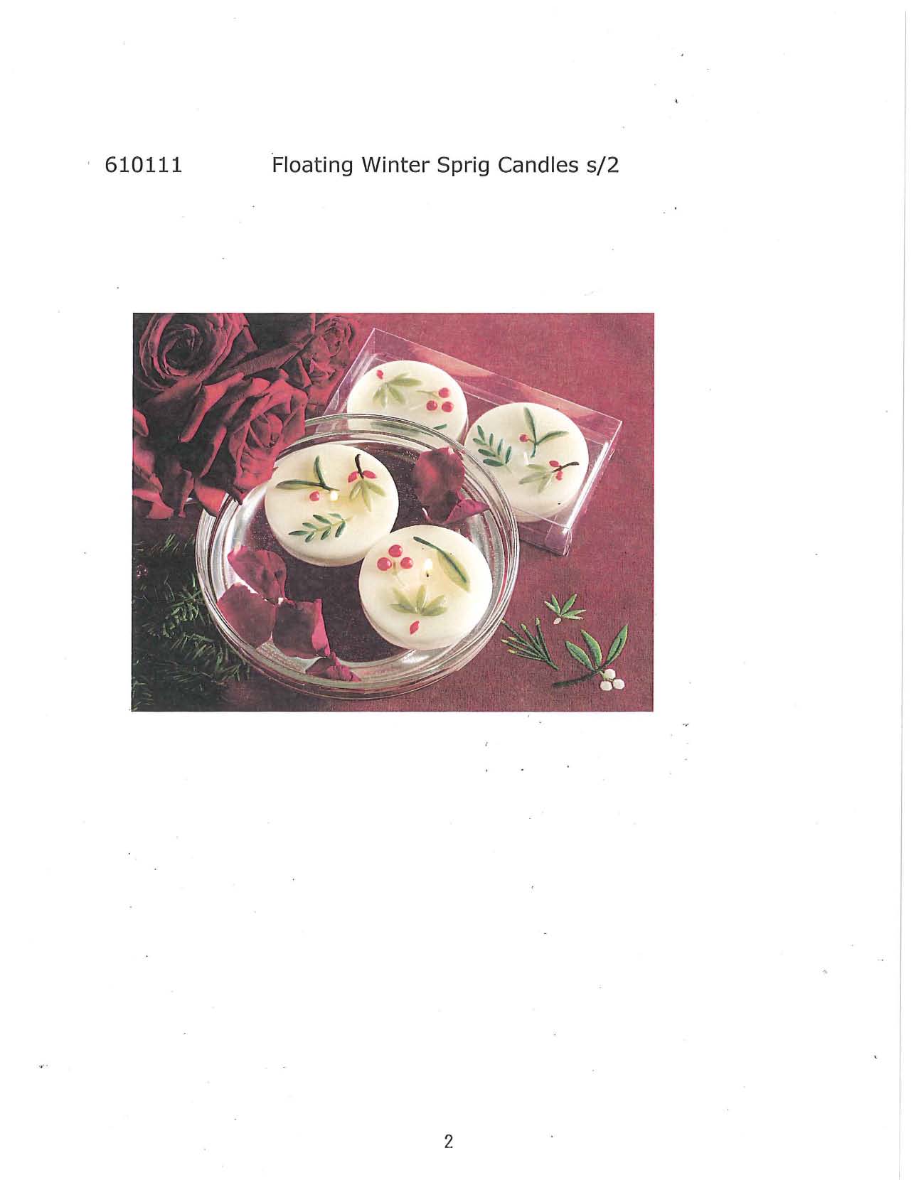 Floating Winter Sprig Candle s/2