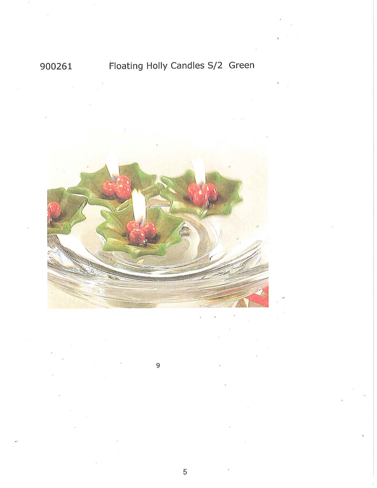 Floating Holly Candle s/2 Green