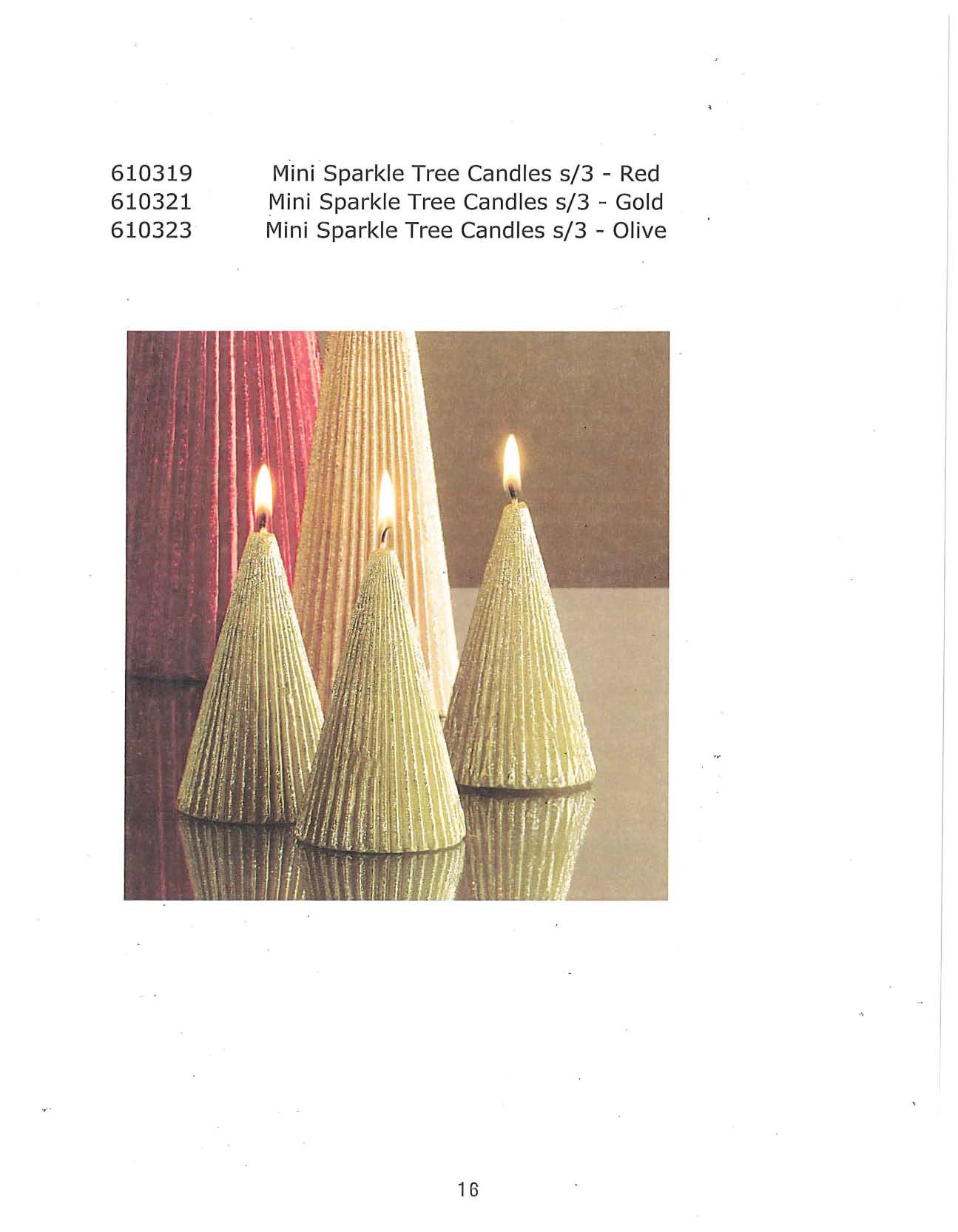 Mini Sparkle Tree Candle s/3 - Red, Gold and Olive