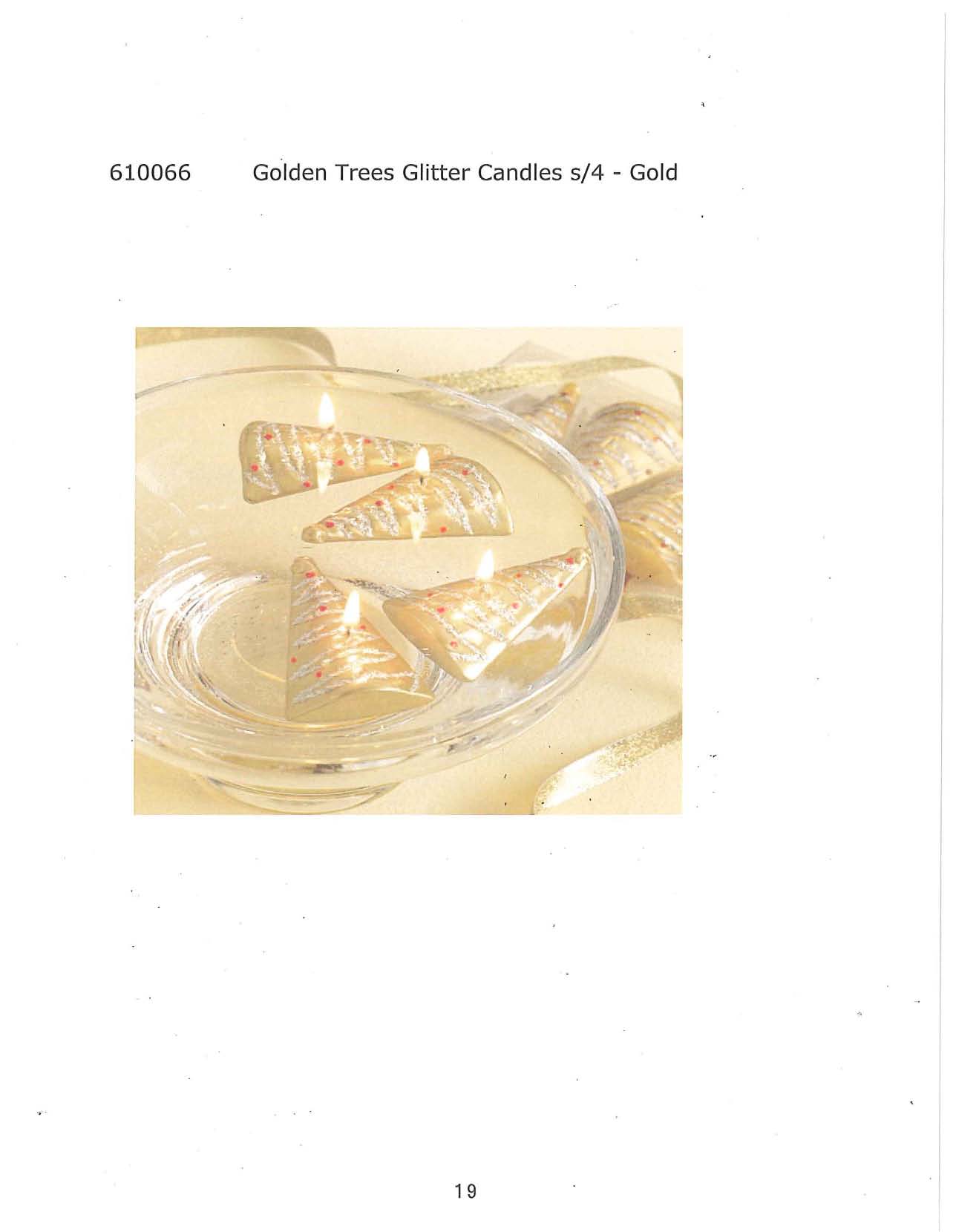 Golden Trees Glitter Candle s/4 - Gold
