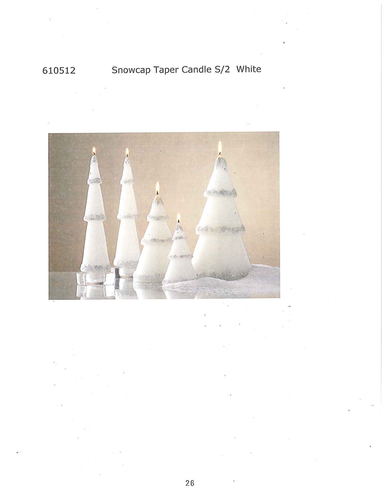 Snowcap Taper Candle s/2 - White