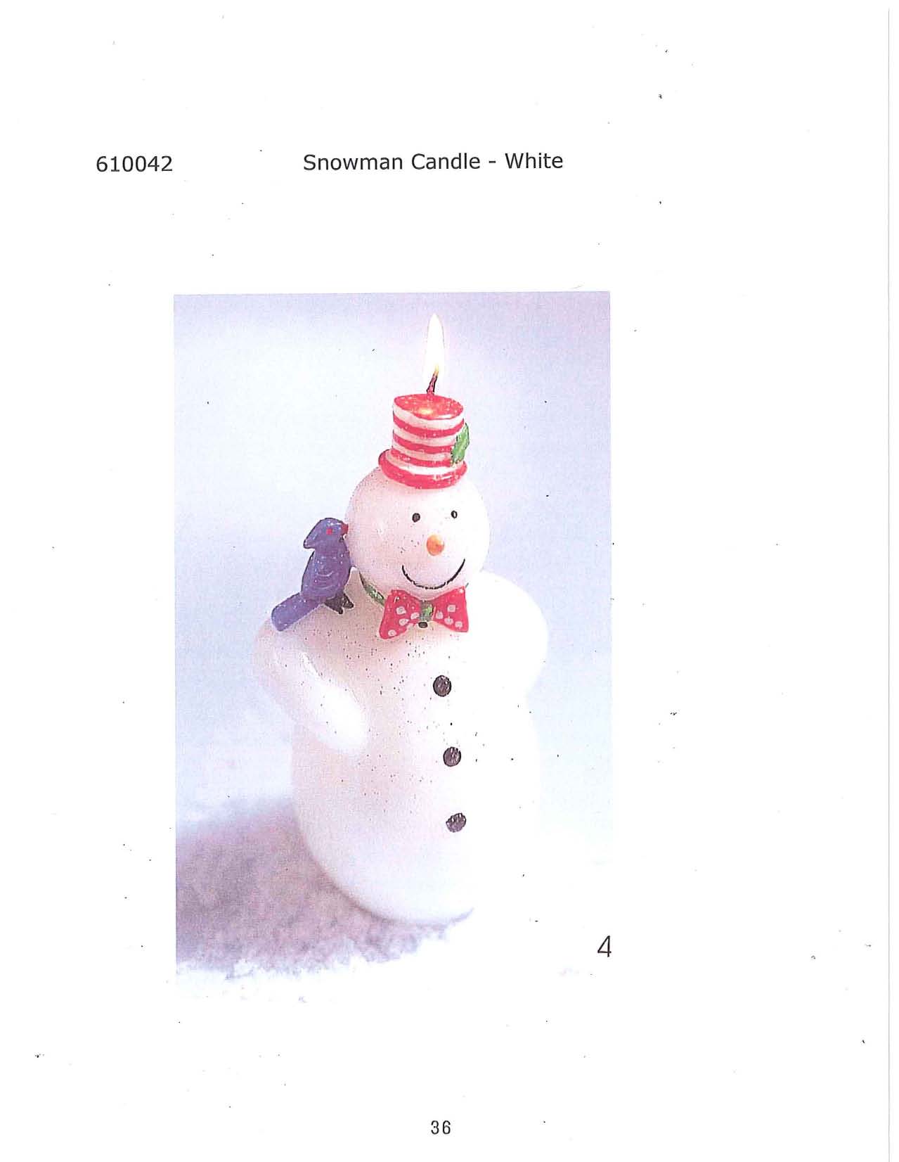 Snowman Candle - White