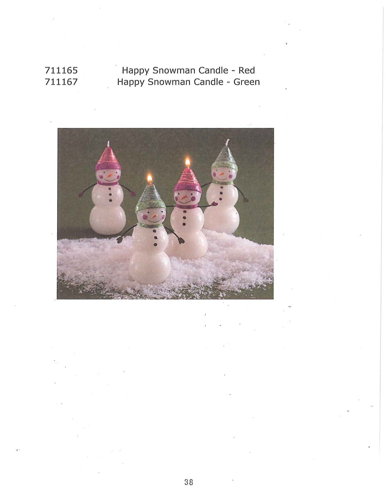 Happy Snowman Candle - Red and Green