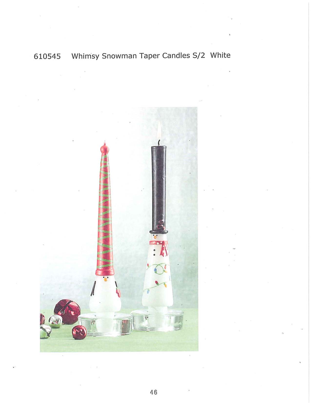 Whimsy Snowman Taper Candles s/2 - White