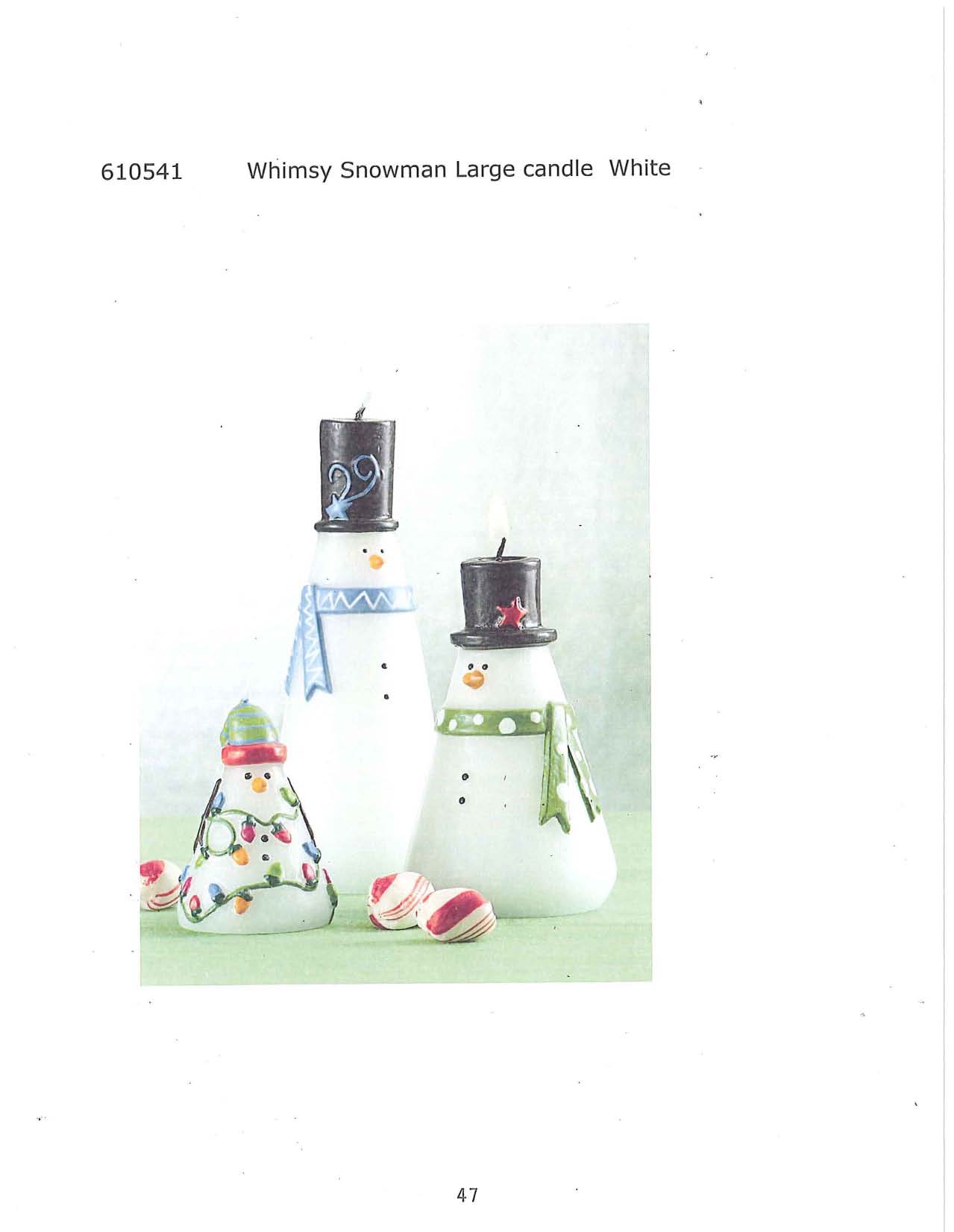 Whimsy Snowman Large Candle - White