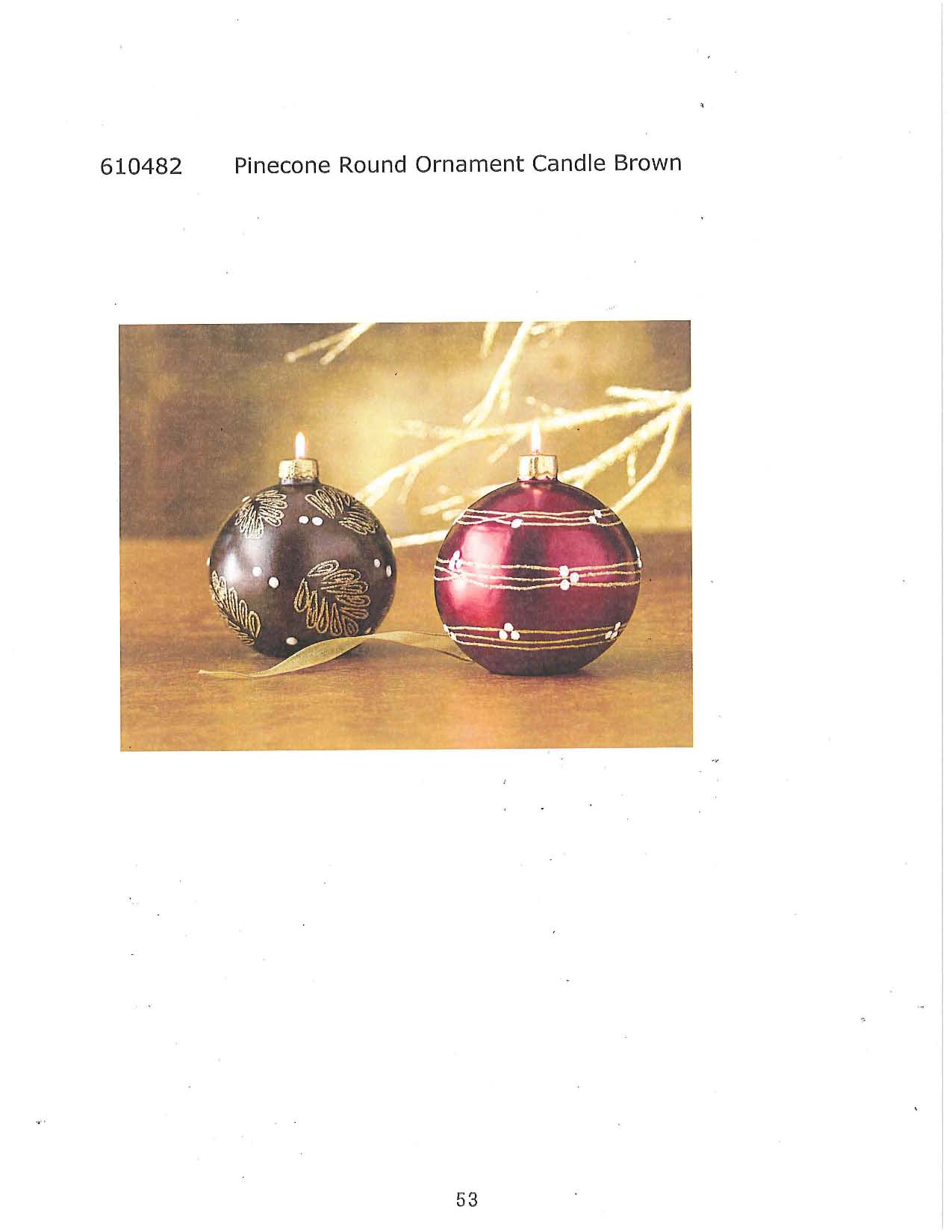 Pinecone Round Ornament Candle - Brown