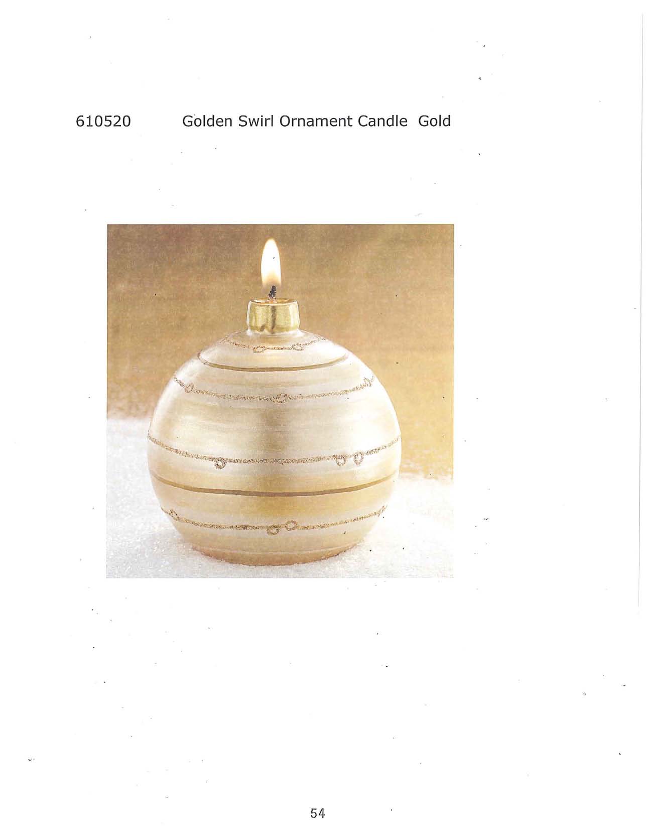 Golden Swirl Ornament Candle - Gold