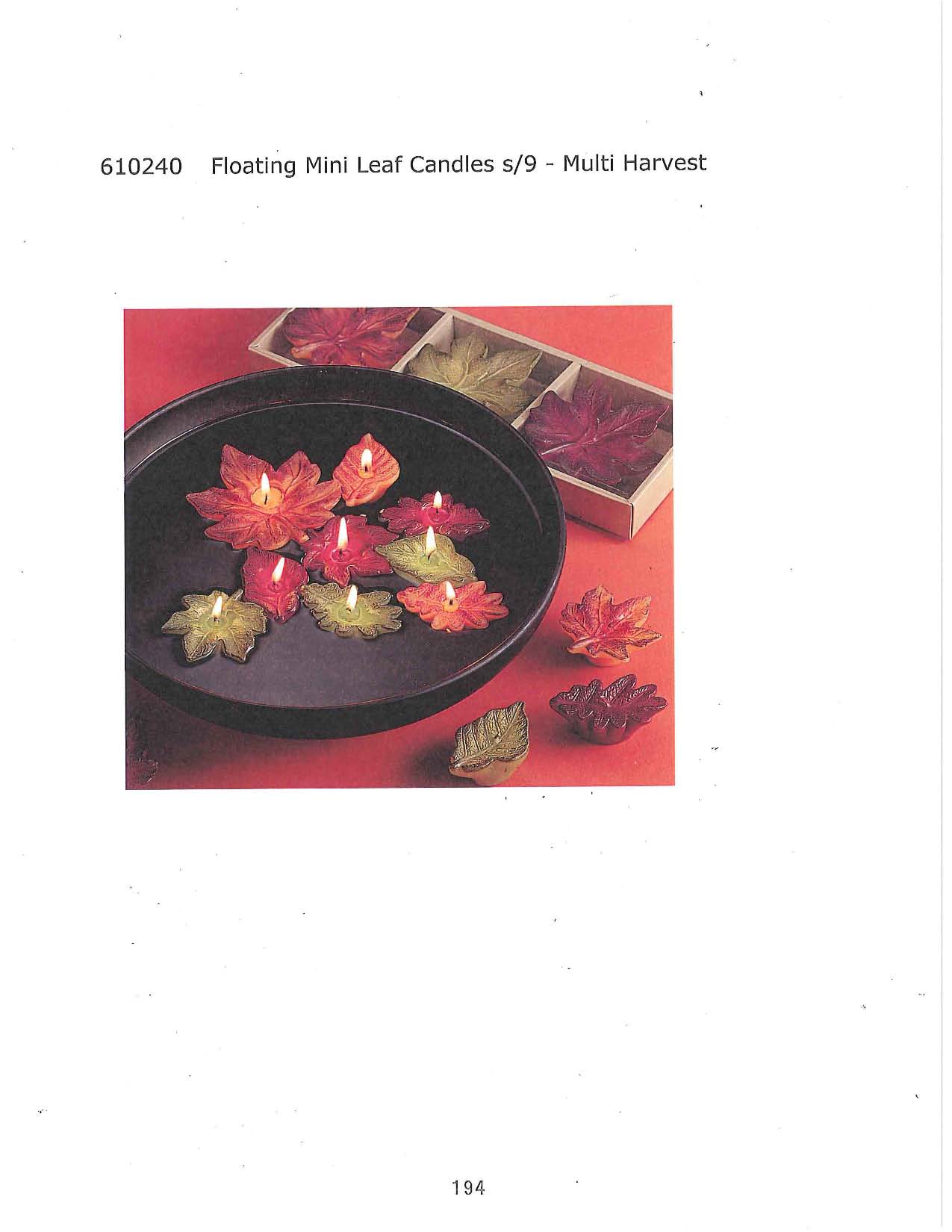 Floating Mini Leaf Candle s/9 - Multi Harvest