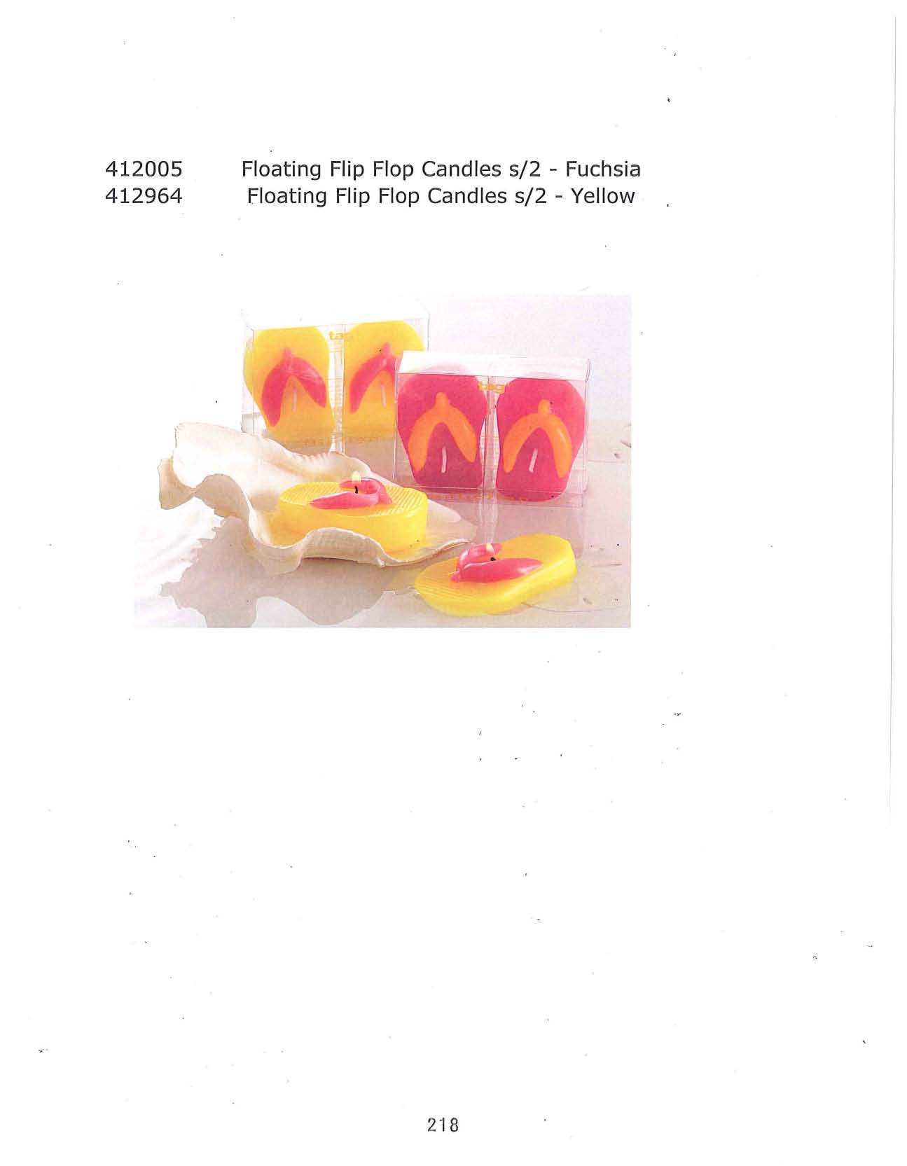 Floating Flip Flop Candle s/2 - Fuchsia and Yellow