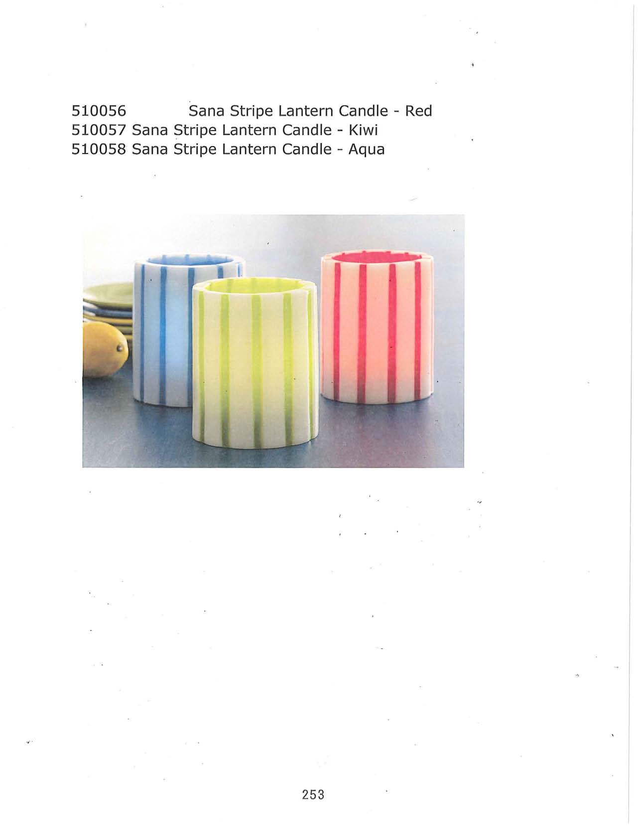 Sana Stripe Lantern Candle - Red, Kiwi, Aqua