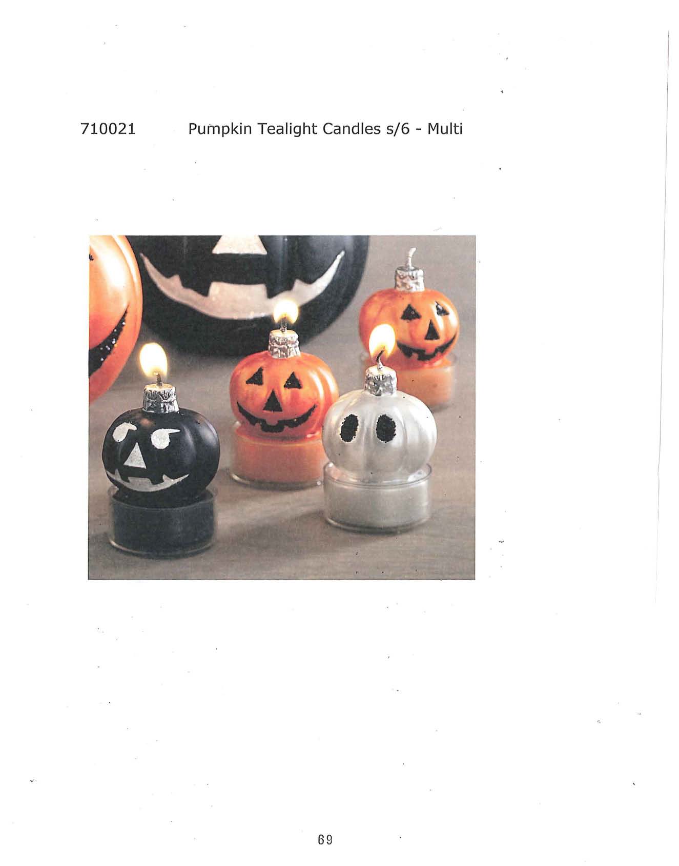 Pumpkin Tealight Candle s/6 - Multi