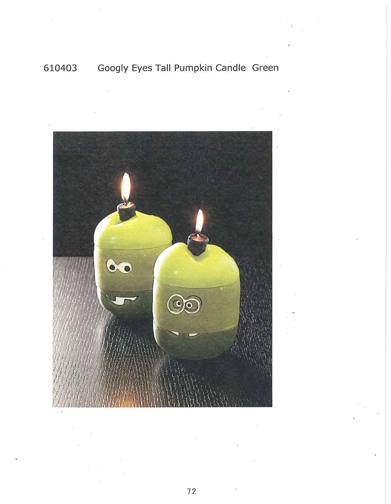 Googly Eyes Tall Pumpkin Candle - Green