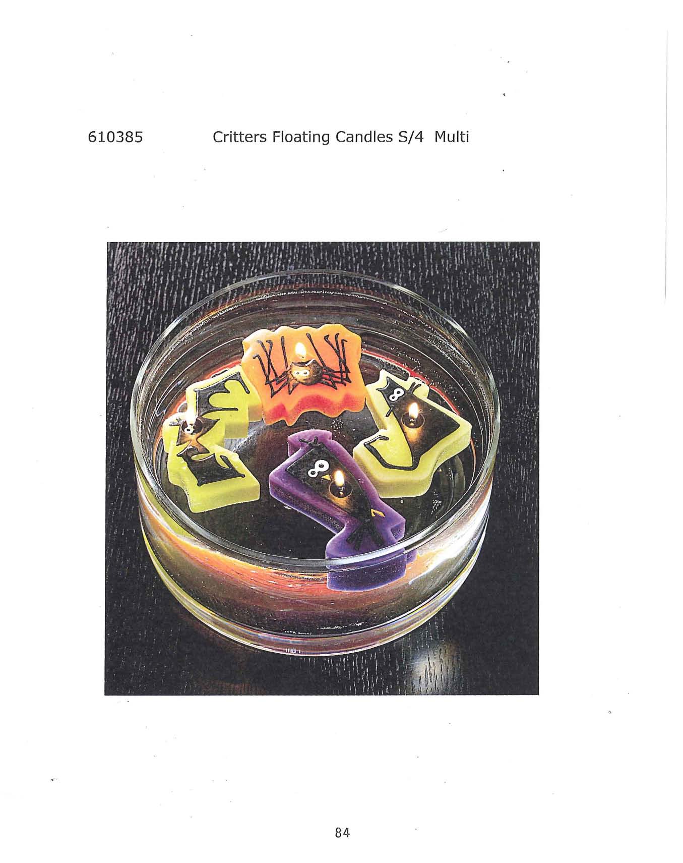 Critters Floating Candle s/4 - Multi