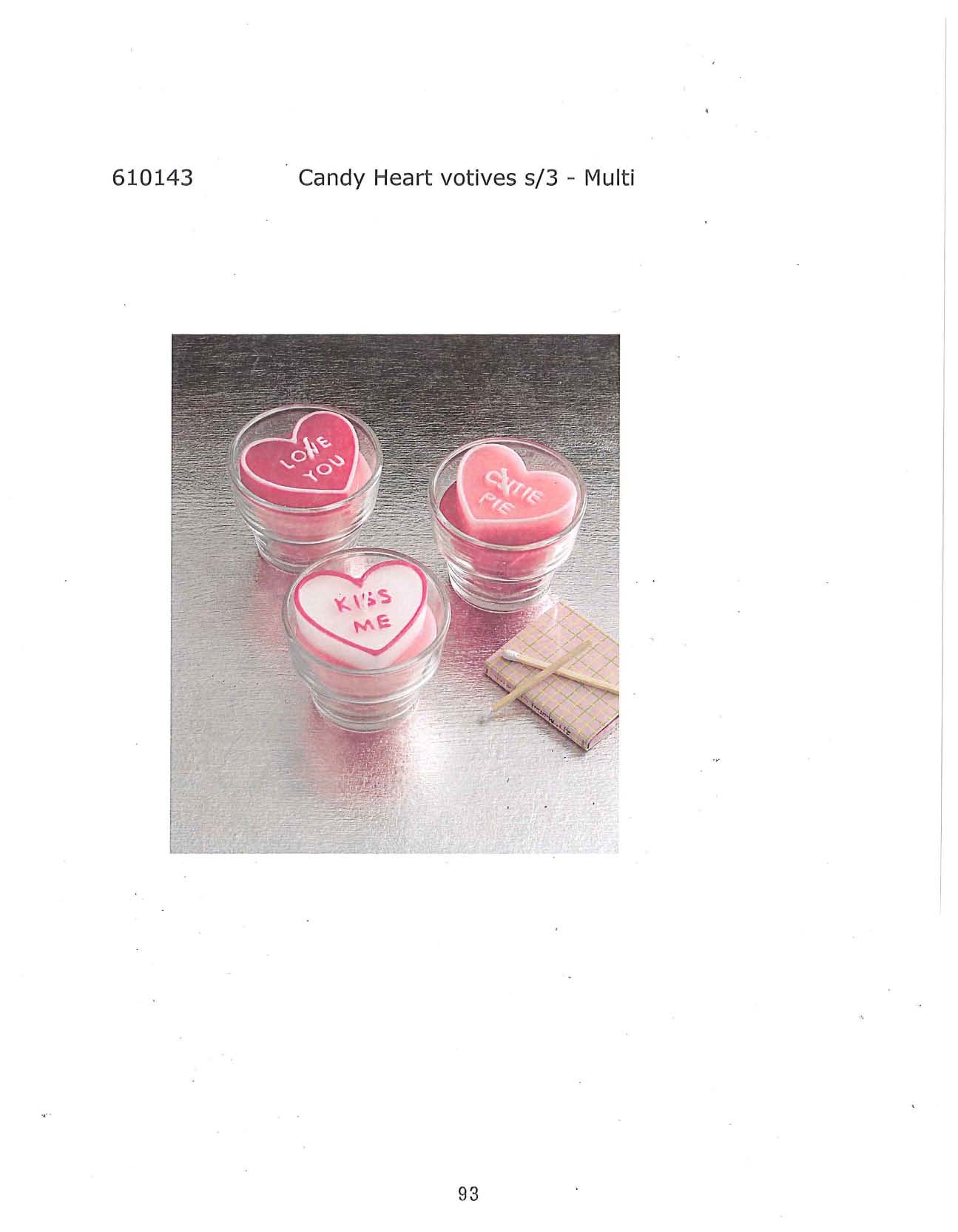 Candy Heart Votive s/3 - Multi