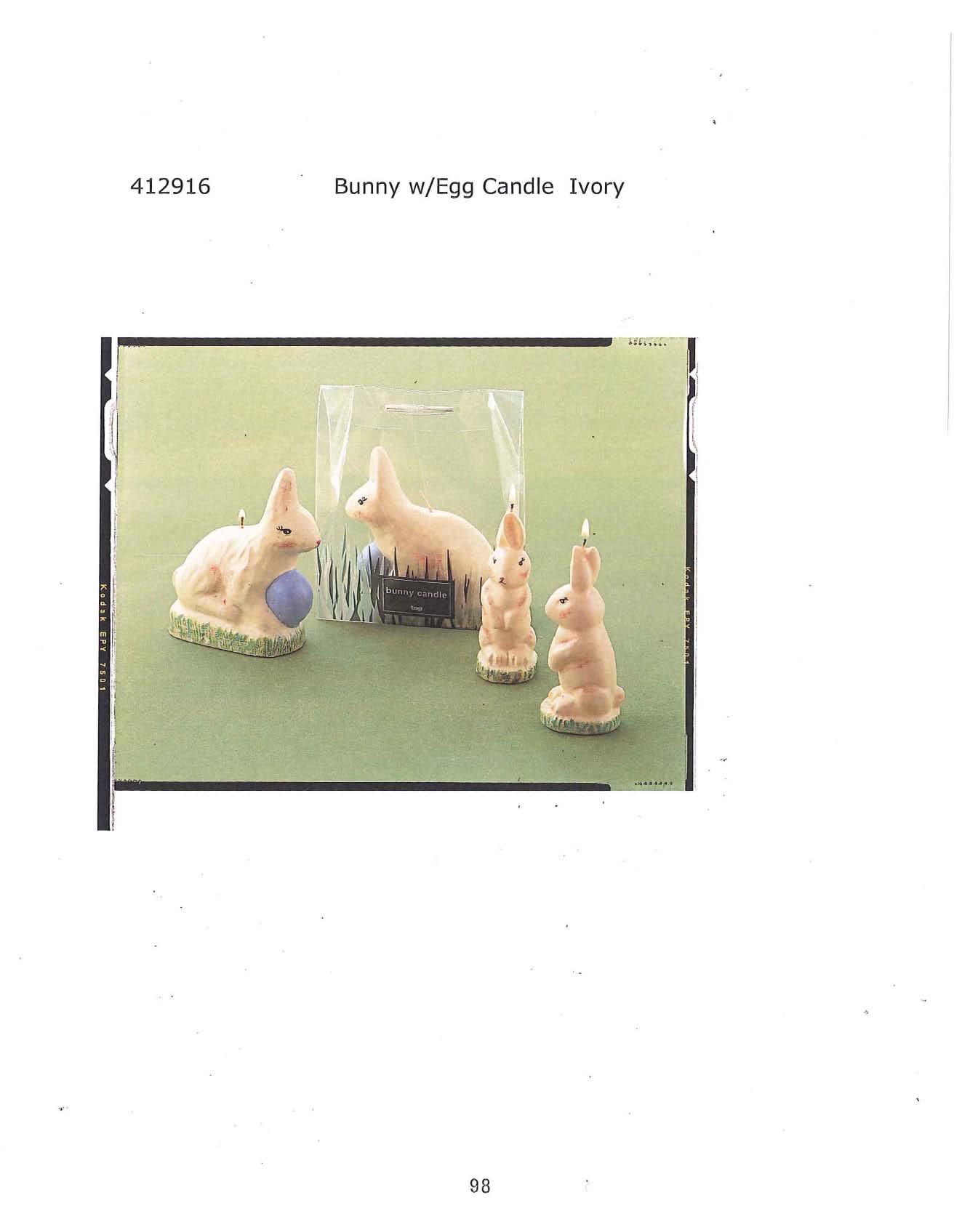 Bunny w/Egg Candle - Ivory