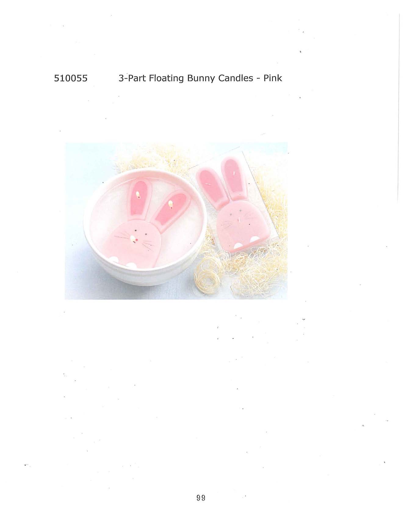 3-Part Floating Bunny Candle - Pink
