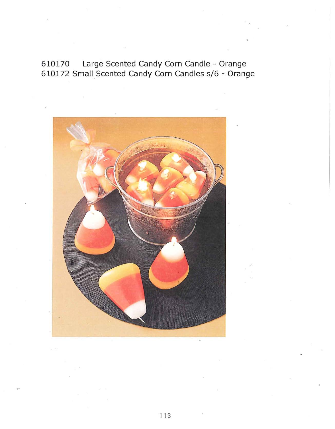 Large and Small s/6 Scented Candy Corn Candle - Orange
