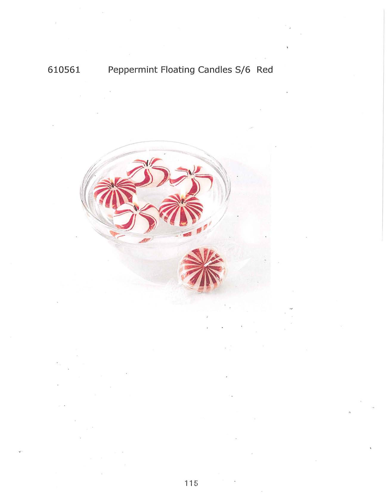 Peppermint Floating Candle s/6 - Red
