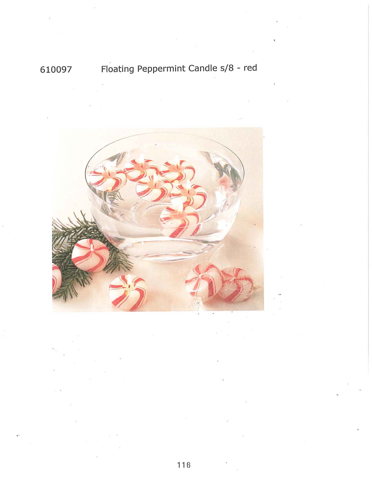 Floating Peppermint Candle s/8 - Red