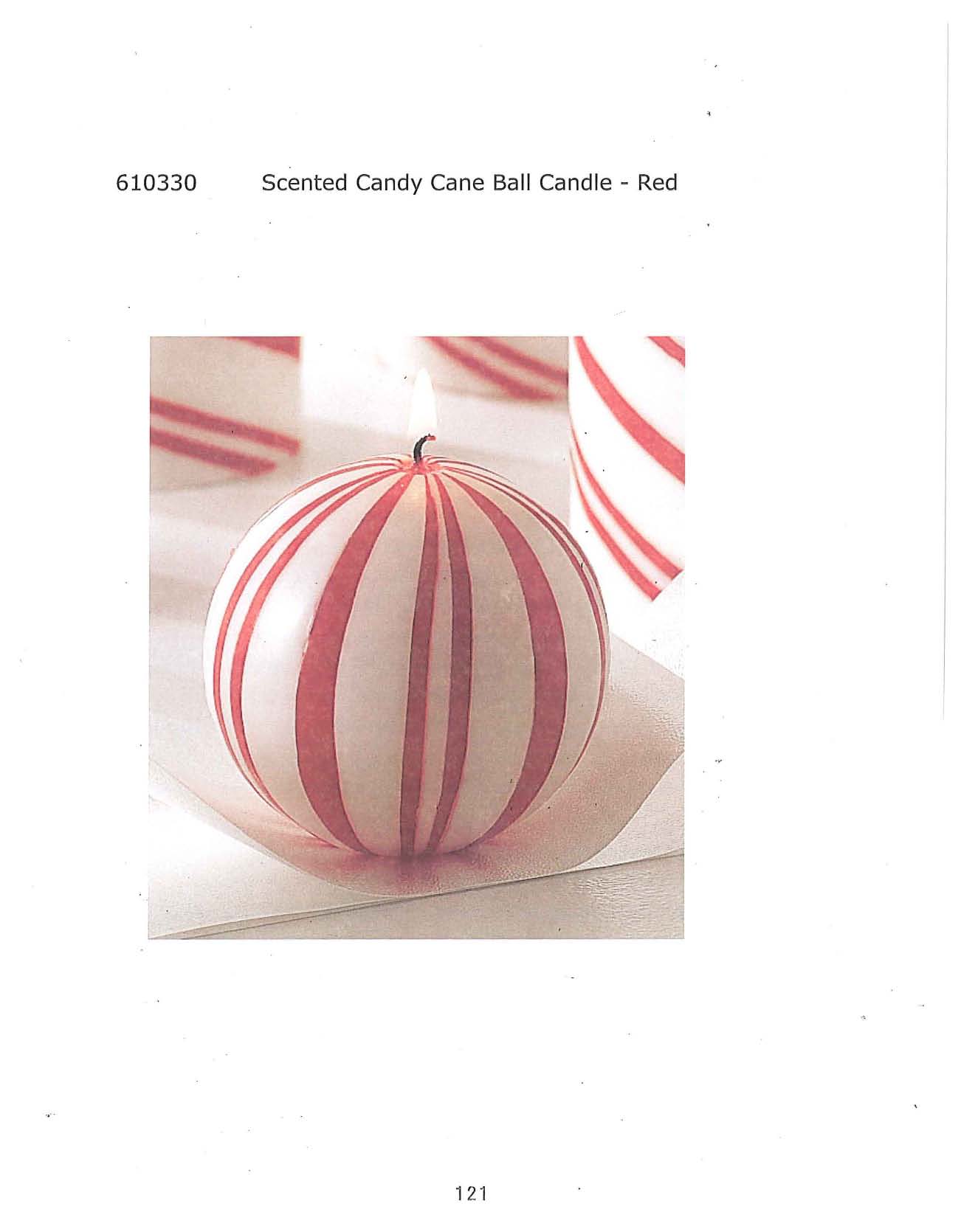 Scented Candy Cane Ball Candle - Red