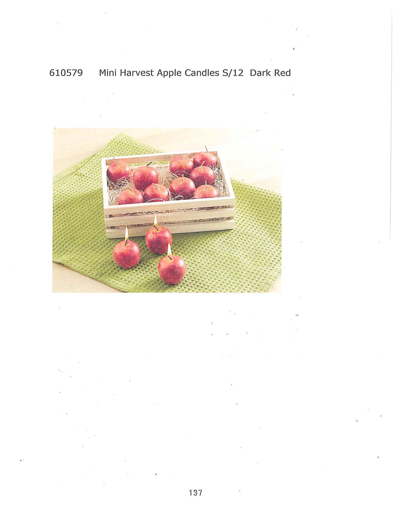 Mini harvest Apple Candle s/12 - Dark Red
