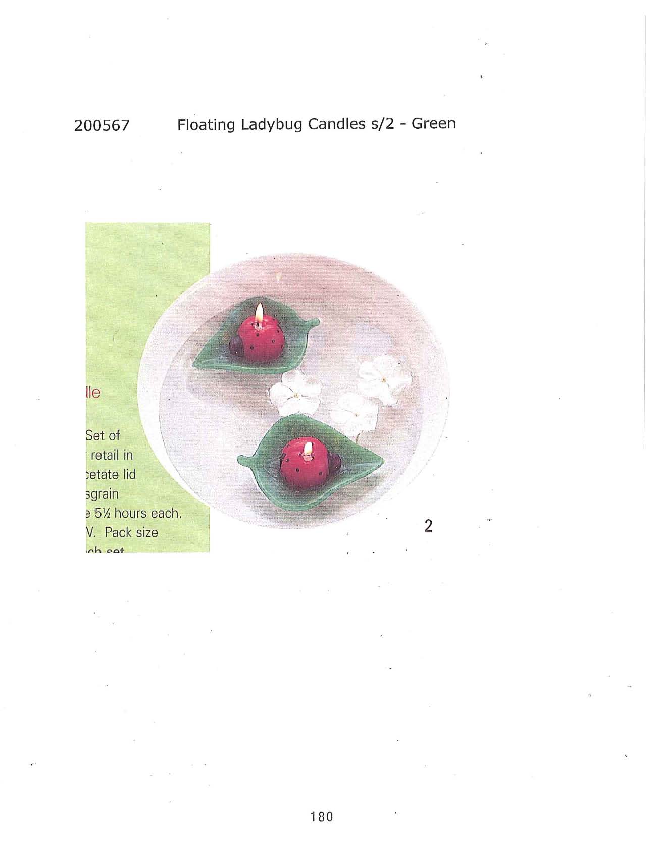 Floating Ladybug Candle s/2 - Green