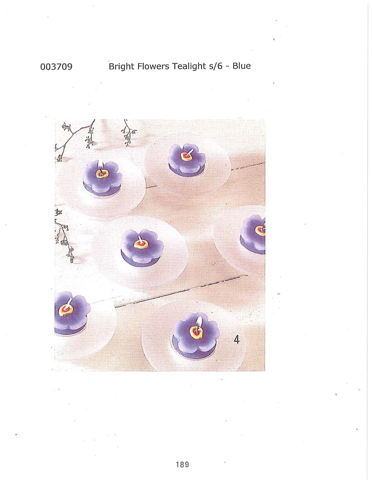 Bright Flowers Tealight Candle s/6 - Blue